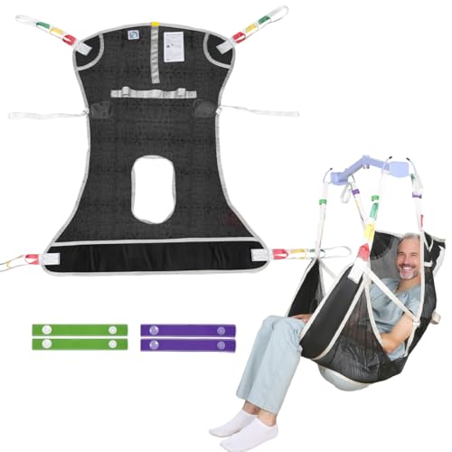 EZ Assistive Patient Lift Sling with Commode - Patient Lifting Slings for Transfer - Medical Full Body Straps for Elderly, Disabled,Nursing,Caregiver - SWL 500 lbs(Medium-Black-1 PC) - size: Medium-Black-1 PC