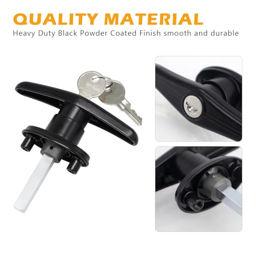 Truck Cap T-Handle Lock Set (Left & Right), Keyed Alike Black Replacement Kit for Camper Shell Topper, Complete Pair (Cam Locks Not Included) - style: Key Lock(Left & Right)
