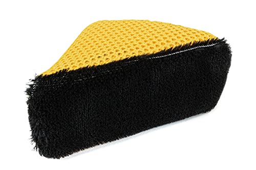 Autofiber Scrub Ninja - Wedge Scrubber Great for scrubbing Leather, Plastic, Rubber and Vinyl - Pack of 2, Black/Gold (5inch x 2.5inch x 2inch) - color: Black/Gold