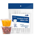 [4 OZ, 100 Sets] Clear Disposable Plastic Portion Cups with Leakproof Lids for Condiment and Dipping Sauce | Jello Shot/Souffle Cups| BPA Free | Recyclable - style: 4 OZ