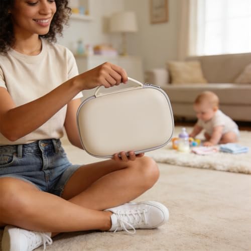 Wearable Breast Pumps Carrying Case, Hard Shell Breast Pump Bag with Waterproof Removable Tray, Breast Pump Storage Bag Compatible with Most of Wearable Breast Pumps (Teal) (Beige) - color: Beige