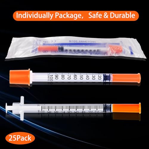 1ml Syringe 31G 5/16 Inch, Lab Supplies Individually Wrapped 25 Pack - size: 1ml-31G-5/16", style: 25 Pack