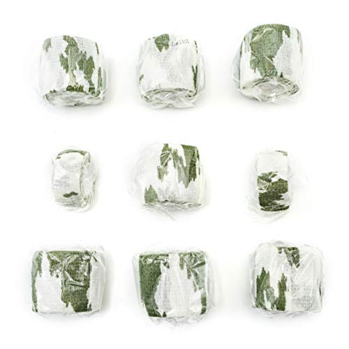 FRESINIDER 9 Rolls Self Adhesive Wrap Athletic Tape Gauze, Breathable Elastic Cohesive Bandage for Sports Injury & Pet (7 Pcs 2" x 5 Yards + 2 Pcs 1" X 5 Yards) (Snow Camo) - color: Snow Camo