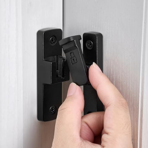 Matte Black 90 Degree Barn Door Lock ，Right Angle Door Lock Latch | Zinc Alloy Flip Gate Latches,for bedroom,garage,balcony,barn,sliding door,bathroom,window,cabinet,drawer,pet enclosures - color: Matte Black_90 Degree
