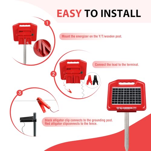 S600 Solar Electric Fence Charger - 35 Mile Range, 0.65 Joules Powerful Solar Fence Charger, Ideal for Livestock and Garden Protection - size: S600