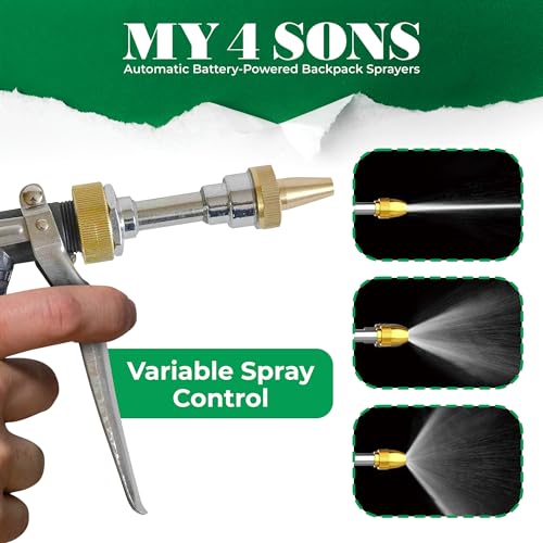My 4 Sons Stainless Steel Spray Pistol with Hose Adapter | Adjustable Spray Nozzle, High-Pressure Washer Accessories, 30ft Max Range, Ideal for Car Washing, Cleaning & More