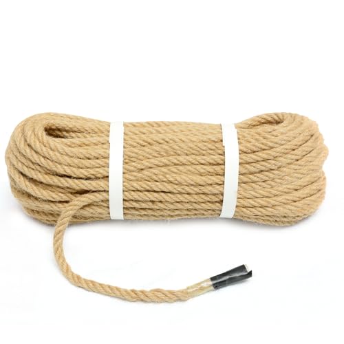 Hemp Rope, 1/3 Inch, 100 Feet - Twisted Jute Rope for Deer, Tug of War, Nautical Crafts, Home Decor, Gardening, Bundling, DIY Ornaments - size: 100Ft, style: 1/3 Inch