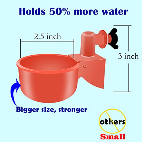 perfsign Complete Set Automatic Chicken Waterer Cups,with PVC Pipe,Chicken Water Cups,PVC Tee Fittings,Pressure Regulator for Poultry Feeding Water,Poultry Watering System,Poultry Waterer, White,red