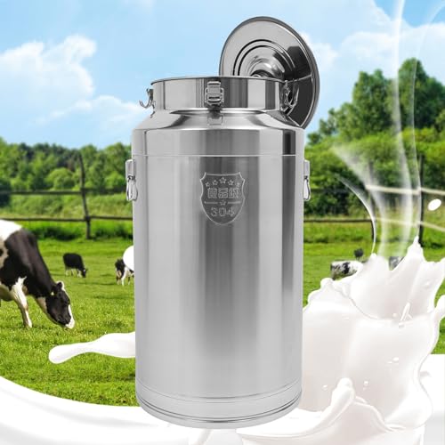 88L/23.25Gallon Stainless Steel Milk Can, Heavy Duty Milk Bucket Milk Jug with Airtight Lid & Handle, Wine Pail Bucket Bottle Liquid Storage Container Milk Container for Grain Oil Liquid