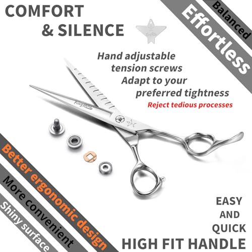 High-end Professional Dog Grooming Scissors Pet Grooming Shears 7 Inches Extremely Very Sharp Made Of Stainless Steel Alloy By Hand For Dog Cat Groomer - color: 7inch Shears