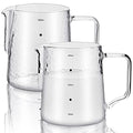 Leinuosen 2 Pcs 550ml Small Glass Milk Pitcher Creamer Pitcher Glass Tea Coffee Creamer Creative Measuring Frother Cup Jug