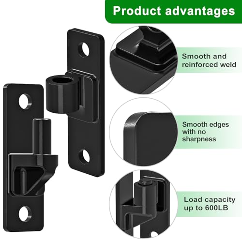 Insaga Heavy Duty Gate Hinges, 4Pack High Strength Steel with Electroplated Finish, 600LB Load Capacity, Thick 6mm Black Hinges for Farm Gates, Fences, Barns, Sheds & Outdoor Gates (4.9"x1.5") - color: Black-4Pack