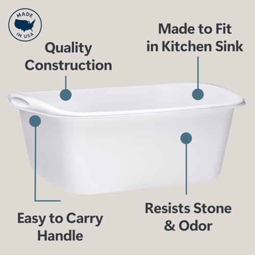 Tribello Plastic Wash Tub Dishpan Basin and Foot Bath for Soaking Feet, Laundry Hand Wash Bucket, Dish Pans for Washing and Storage Cleaning Supplies - 12 Quarts - Heavy Duty - Made in USA (White) - color: White