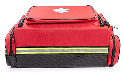 Scherber Fully-Stocked Premium First Responder Bag | HSA/FSA Approved | Large Pro EMT/EMS Trauma, Bleeding & Oxygen Medical Kit | CAT Tourniquet, HyFin Chest Seal & 250+ First Aid Supplies (Red) - color: Red