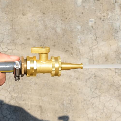 Adjustable High Pressure Garden Hose Nozzle - Brass Sprayer with Ball Valve, 3/4 GHT Thread for Car Washing, Garden Watering & Heavy Duty Cleaning - color: Sprinkler+Nozzle+Valve A