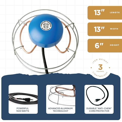 Farm Innovators 3 Pack Convertible Floating & Submergible Tank De-Icer, 1500W Water Deicer- Ice-N-Easy Design with Protective Cage for Livestock Water Tank