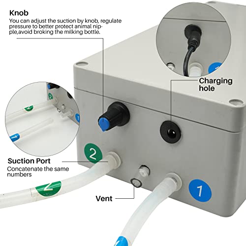 3L Goat Milking Machine Electric Pulsation Vacuum Pump Goat Milker | Portable Milking Machine for Goat, Adjustable Speed, 2 Teat Cups - style: Sheep