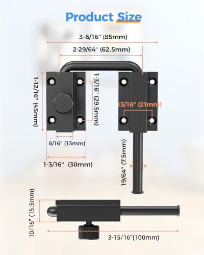 Updated U Patio Sliding Door Loop Lock Latch, Black | 90/180 Degree Aluminum Alloy Home Security Loop Bolt Lock for Barn Door,Window, Fence, Shed and Gate Latch - Rotary Locking - color: Black-1 PC