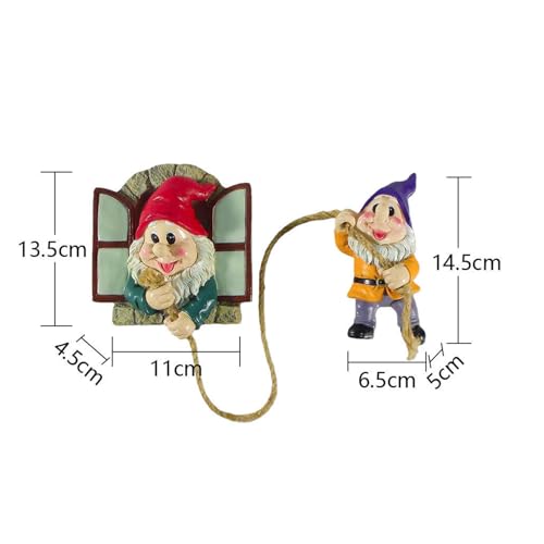 Gnome Statue of a Gnome Climbing a Rope with Glow-in-the-Dark Feature, Wall Decoration - color: Red