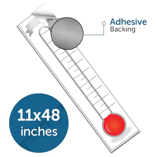 Fundraising Goal Thermometer Chart - 11" x 48", Reusable, Dry Erase Goal Tracker - Great for Schools, Churches, Offices & Charities - color: White