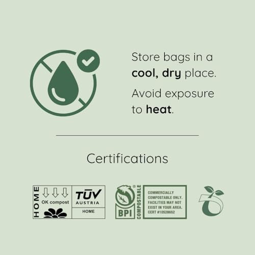 Compost Bags, Compostable Trash Bags 2.6 Gallon Compostable Bags, Small Compost Bags for Countertop bin Extra Thick 0.71 Mil. ASTM D6400 Certified By BPI and TÜV AUSTRIA (2.6 Gallon, 200 Units) - size: 200 Count (Pack of 1), style: 2.6 Gallon