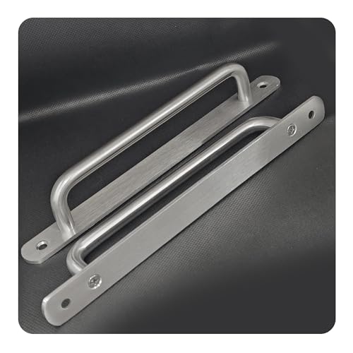 2PCS 8.8” Stainless Steel Barn Door Pulls, Brushed Silver Sliding Door Handles for Cupboard Cabinet Wardrobe Drawer Shed - size: 8.8inch