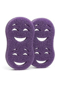 Smilyeez Double-Size Scrub Moji Sponge 2-Pack – Dual Smiling Faces, Temperature-Responsive Scrubber – Scratch-Free, Odor & Stain Resistant – Purple - color: Purple Double Moji