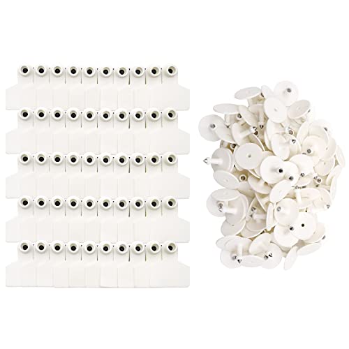 Blank Ear Tags 100 Pieces Blank Livestock Identification Ear Tags for Cattle Cow Pig Goat Sheep Dog (White) - color: White