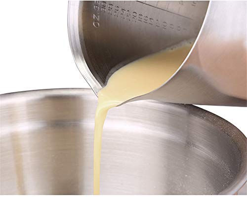 32Oz/4Cup Stainless Steel Pitcher (SUS304), 1 Liter Metal Container for Water, Milk, Liquid with Handle with Engraved Markings, Silver - size: 1000ML
