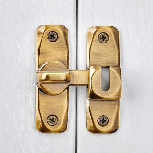 2 Packs Brass Barn Door Latches,90/180 Degree Gate Lock_B | Zinc Alloy Right Angle Door Lock Latch,Flip Gate Latches,Sliding Door Latch Lock,for Cabinets,Fence Gates,Pet Cage - color: Brass