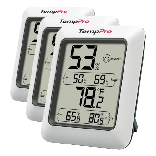TempPro TP50 Digital Hygrometer Indoor Thermometer Room Thermometer and Humidity Gauge with Temperature Humidity Monitor(Previously ThermoPro) (Pack of 3) - size: Classic (Pack of 3)