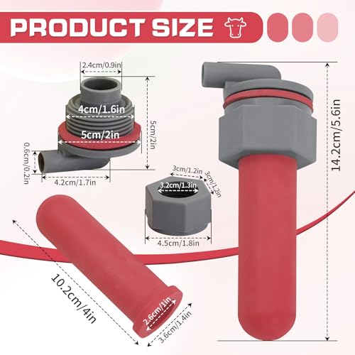 3PCS Soft Rubber Calf Feeder Nursing Nipple Teats | Pacifier with Anti-Backflow Fixed Base, Replacement Bottle Nipples for Newborn Calf Goat Pig Horse Donkey Farm Animal Feeding - color: GREY