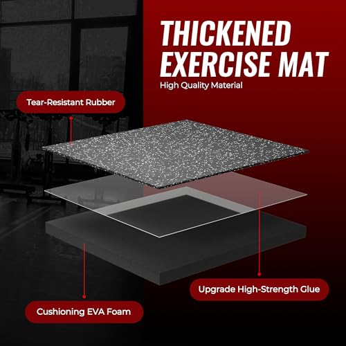 SUPERJARE 0.79'' Extra-Thick Exercise Equipment Mats, 48 Pcs 192 Sq Ft Rubber Top Floor Tiles with High Density EVA Foam, Interlocking Gym Flooring for Home Gym, Workout Mat, Black/Grey - size: 48 Tiles (192 Sq Ft)
