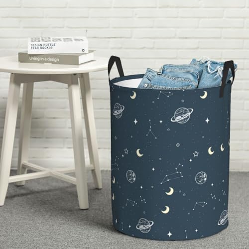Laundry Basket Moon Space Collapsible Large Capacity, Dirty Clothes Basket Durable Lightweight Hamper With Handles Ideal For Clothes, Toys Home Organization - color: moon