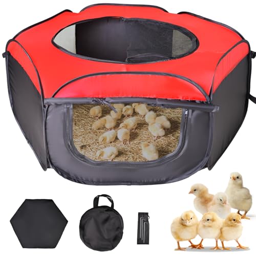 Tetuga Brooder Box for Chick Starter Kit, Chicken Brooder Up to 15 Chicks | Pop-Up Chicken Brooder Pen with Breathable Mesh Easy Fold Storage, Indoor Outdoor Use for Chick, Duck And Quail,Red - color: Chicken Brooder Tent,Red