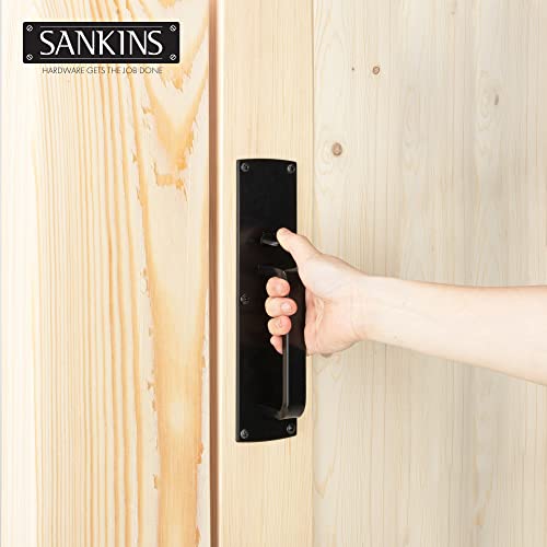 Thumb Gate Latch Hardware for Wooden Fences Heavy Duty, Self Locking Fence Latch Kit with Handle, Door Latch Gate Lock kit for Wooden/Vinyl Fence, Outdoor Metal Gate, Black Finish