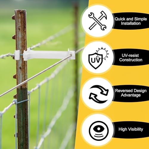 Pangda 200 Pcs 5 inch Snap Type Insulator Electric Fence T Post Insulators Extended Snug Fitting T Post Electric Fence Wire Clips for Agricultural and Ranchers (White) - color: White