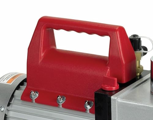 Robinair 15800 VacuMaster Economy Vacuum Pump - 2-Stage, 8 CFM, Chrome, Red/Silver | For Air Conditioning and Refrigeration Service; 2-Stage Pump, 8 CFM Free Air Displacement, 1 HP 115V/60HZ Motor