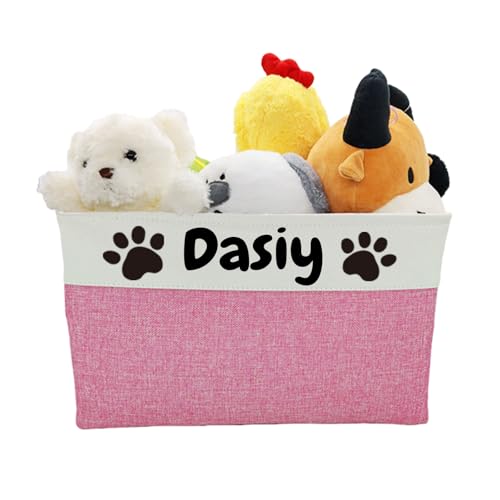 Personalized Dog Toy Basket Dog Toy Box with Pet`s Name for Dog Chew Toys,Clothing,Stuff - color: Personalized, size: M:15"L x 11"W x 9"H