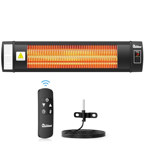 DR. INFRARED HEATER Portable Infrared Indoor and Outdoor Space Heater for Patio, Garage, Commercial & Residential With Remote Control, With Thermostat, Black - size: 34.6 Inches