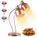Food Heat Lamp: [Rapid-Heating Bulbs Included] [Steady Heating] Commercial Food Warmer Lamp, Electric Heat Lamp for Food Catering Food Warming Lamp for Buffet Parties (Painted Copper, 32" (2-Head)) | Catering Food Warmer Lamp, Commercial Heat Lamp for Foo