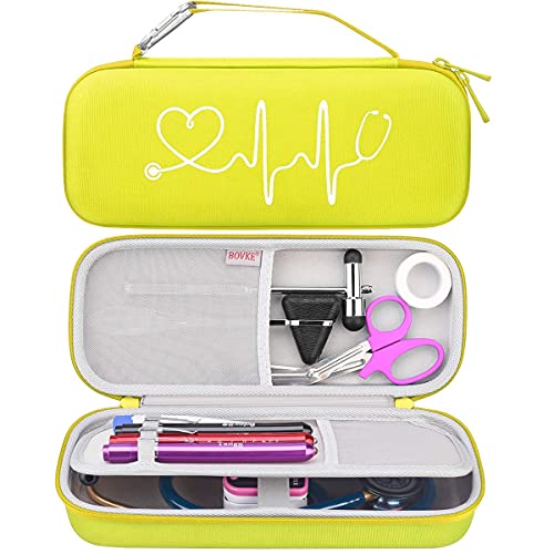 BOVKE Stethoscope Case for 3M Littmann Classic III Monitoring, Lightweight II S.E, Cardiology IV Diagnostic, MDF Acoustica Stethoscopes, Space for Nurse Essentials and Medical Supplies, Lemon Yellow - color: Lemon Yellow