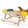 Boulphia Chicken Feeders and Waterers, Chicken Feeder No Waste Kit with Picnic Table and 2 Water Feeder, Handmade Wooden Chicken Supplies & Accessories for Chicken Coop - color: Natural Solid Wood