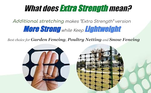 PotatoLife Black Plastic Garden Fence, Extra Strength, 4'x100' | Temporary HDPE Fence for Construction, Landscape, Snow, Animal & Pet Barrier, Easy to Install, Cut to Size, with 50 Zip Ties - color: Black, size: 4' x 100'