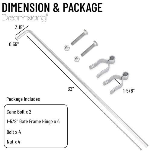32" x 1-5/8" Heavy Duty Cane Bolt for Chain Link Fence Gate Drop Rod 1 Pack | Galvanized Steel Hardware Ground Latch for Single or Double Gate in Yard, Garden, Farm - size: 32in(1-5/8" thickness)