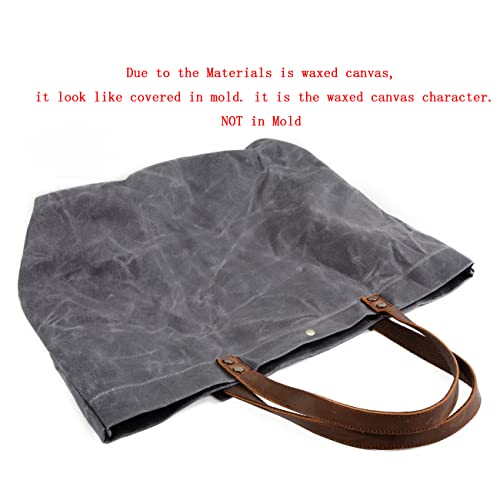 WUDON Waxed Canvas Travel Tote Bag - Extra Large Carryall Shoulder Bag for Women | Travel - color: Grey