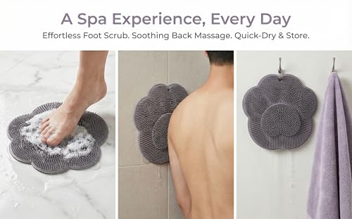 Foot Scrubber Mat for Use in Shower - Shower Foot Cleaner Dead Skin, Foot Massager Spa Mat for Men & Women to Soothe Achy Feet, Non Slip Suction Cups