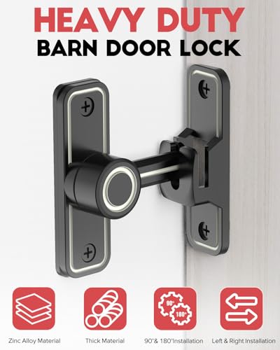 Heavy Duty Gate Latches 90 Degree Right Angle Barn Door Lock, Anti-Theft Sliding Door Lock Latch for Wooden Fence Garden Bathroom Outdoor Garage Window Include Screw (Luminous Black) | Anti-Theft Sliding Door Lock Latch for Wooden Fence, Garden, Bathroom,