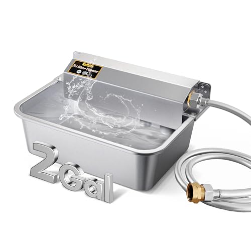 Automatic Water Dispenser for Dogs, 2 Gallon 304 Stainless Steel Large Dog Water Bowl Dispenser for Indoor/Outdoor, Pets & Livestock Self-Filling Waterer, Fits GHT 3/4" Faucet, Easy to Clean
