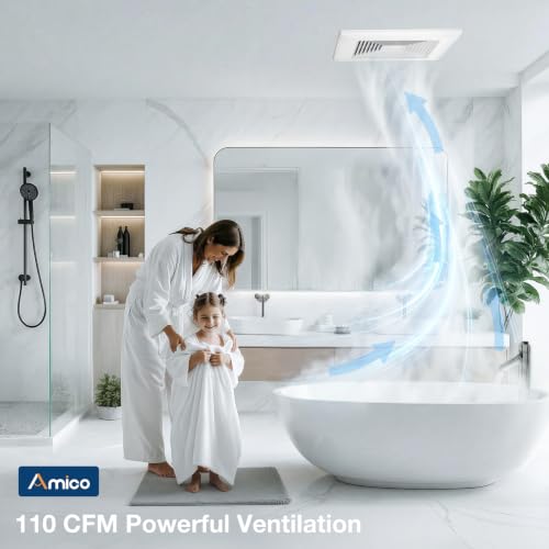 Amico Bathroom Exhaust Fan, 110 CFM, 0.9 Sones, ETL & FCC Certified | Ceiling Opening 9.4‘’ x 9.4'', Easy & Quiet Bathroom Fan, No Attic Access Needed, Ceiling Retrofit Ventilation Fans - size: 10 Inch